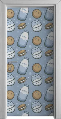 Produktbild von Tür Selbstklebende 90x210 cm Türfolie Türtapete Klebefolie - Milch und Keks