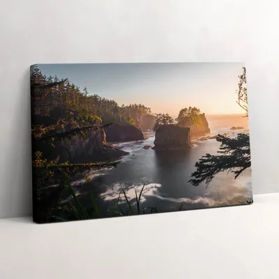Produktbild von Landschaft mit Felsen und Sonnenuntergang – Leinwandbild Wandbild – 30x20 cm – Leinwandbilder – Wandbilder – Schlafzimmer – Flur