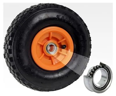 Produktbild von Sackkarrenrad Luftrad 260x85 mm 3.00-4 60 mm versetzte Nabe Ø 20 mm orange 4 PR Gewebe