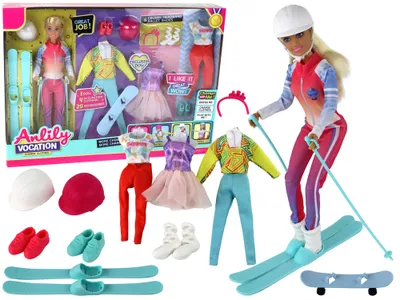 Produktbild von Anlily Sport Puppe 30 cm mit beweglichen Gliedmaßen, 4 Outfits und blondem Kämmhaar