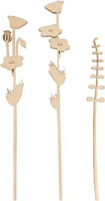 Produktbild von Papaver-Stängel und Gras aus Holz 20 cm