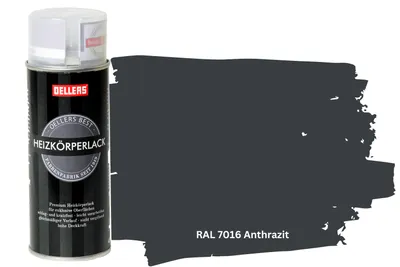 Produktbild von OELLERS Premium Heizkörperlack Spray RAL 7016 Anthrazitgrau – 400 ml Sprühlack glänzend | Hitzebeständige Heizkörperfarbe | Hochdeckende Sprühfarbe