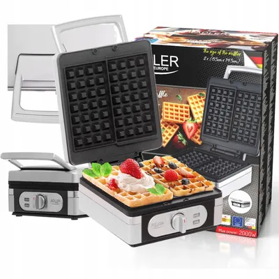 Produktbild von Waffeleisen 2000W Xxl 2 Knusprig Fluffige Waffeln Xxl Gross Solide Gemacht