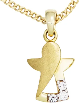 Produktbild von JOBO Kinder Anhänger Engel Schutzengel 333 Gold Gelbgold teilmattiert 3 Zirkonia