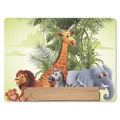 Produktbild von MuchoWow® Mauspad Mousepad Dschungeltiere - Natur - Kinder - Giraffe 40x30 cm - Mousepads - Maus Mat - Pad - Mausunterlage - Anti Rutsch