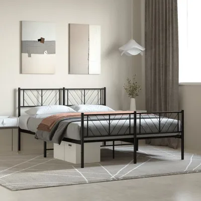 Immagine prodotto di Maison Exclusive - Letto con testiera e pediera in metallo nero 140x190 cm