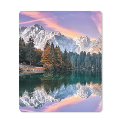 Produktbild von MuchoWow® Mauspad Mousepad Berg - Wald - Wasser - Himmel - Rosa - Lila 30x40 cm - Mousepads - Maus Mat - Pad - Mausunterlage - Mausmatten