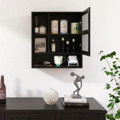 Produktbild von Bambus Badezimmer Spiegelschrank - platzsparend - Wandmontage - schwarz