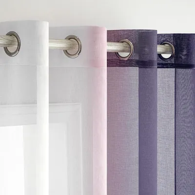 Immagine prodotto di Set di 2 tende trasparenti bicolore con anelli per camera da letto e soggiorno, 140 x 260 cm, viola