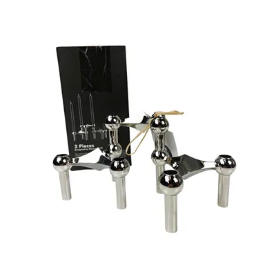 Produktbild von Kerzenhalter Stoff Nagel 3-er Set silberfarben Metall