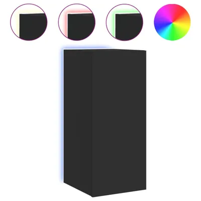 Image de Meuble TV mural avec lampes LED Noir 30,5x35x70 cm