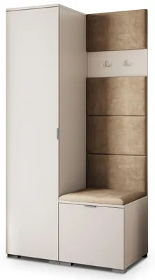 Produktbild von Masseno Garderobe-Set LORI 95/181/51 cm Modern Garderobenschrank Kaschmir, Veloursstoff MONOLITH 09 (Beige)