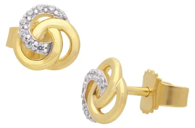 Produktbild von GLIZZ Damen-Ohrringe Gold 333/8K Knoten Ohrstecker Mit Zirkonias GL8675