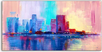 Produktbild von Coloray Acrylbild 120x60  Wandbild Acrylbilder Stadtlandschaften mit Wolkenkratzern