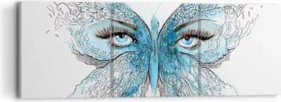 Produktbild von Bild auf Leinwand - Leinwandbild - Illustration Gesicht Schmetterling Wimper - 90x30cm - Wand Bild - Wanddeko - Leinwanddruck - Bilder - Kunstdruck - Leinwand bilder - Wandkunst - CA90x30-3026
