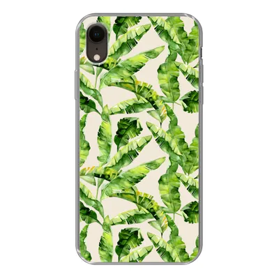Produktbild von MuchoWow® Handyhülle Schutzhülle Hülle für iPhone XR Palmenblatt - Muster - Tropisch Silikon Softcase Handy Hülle - Schutzdeckel