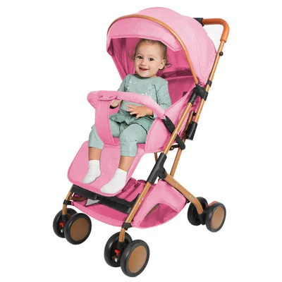 Produktbild von Buggy Kinderwagen zusammenklappbar verstellbare Rückenlehne 0-3 Jahre mit Sonnenschirm Rosa