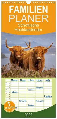 Produktbild von Familienplaner 2027 - Schottische Hochlandrinder. Freundlich, schön und robust mit 5 Spalten (Wandkalender, 21 x 45 cm) CALVENDO
