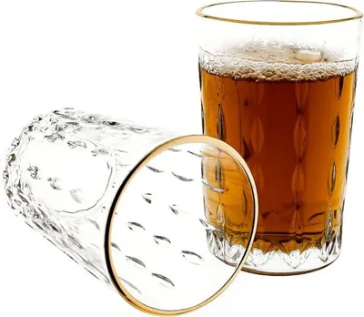 Produktbild von 12-teiliges Gläser-Set - modernes Tropfendesign mit Goldumrandung 150 ml