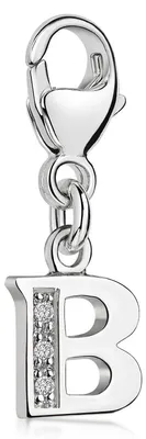 Produktbild von MATERIA by Matthias Wagner 925 Silber Alphabet Charms Anhänger Buchstabe B mit 3 Zirkonia C52