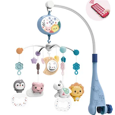 Imagen del producto de Campana musical multifuncional para cuna con función de rotación: juguete calmante para recién nacidos y bebés