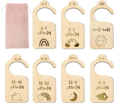 Produktbild von Holzbabyschranken 7 Stück für Neugeborene bis 24 Monate Geschenk für Eltern
