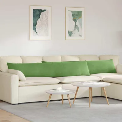 Obrázek produktu pro vidaXL Polštář na pohovku 2 kusy světle zelený 200 x 40 cm manšestrová tkanina