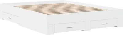 Produktbild von Bettgestell mit Schubladen Weiß 150x200 cm Holzwerkstoff