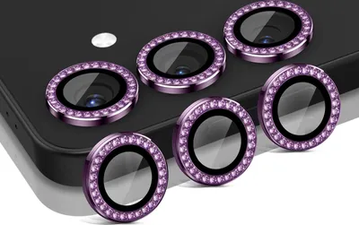 Produktbild von Kamera Linsenschutz Glas Set mit Schmucksteinen für Samsung Galaxy S25 Schutzglas Camera Linse Panzerfolie 9H Dunkles Violett