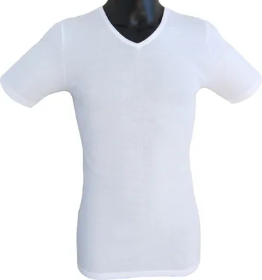 Herren kurzarm Shirt, V-Ausschnitt weiß