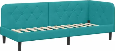 Obrázok produktu pre vidaXL Rohový rám postele Tyrkysová 80 x 200 cm Zamat