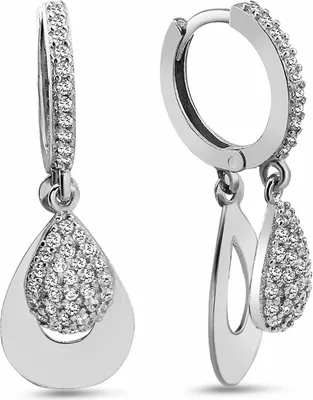 Produktbild von Dkeniz Ohrhänger 925/- Sterling Silber 3 cm Silber Zirkonia weiß 145230033