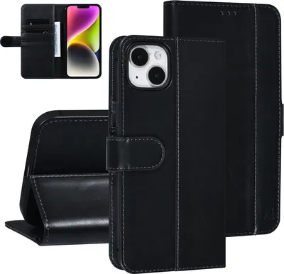 Produktbild von UNIQ Accessory iPhone 14 & 15 Plus Black Booktype Card holder for 3 cards - Magnetic closure