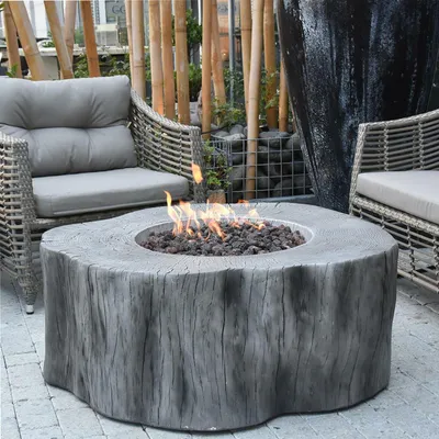 Immagine prodotto di ELEMENTI Gasfeuerstelle Manchester Sitzgruppe (Feuerstelle + 4 Sitzhocker) Classic Gray
