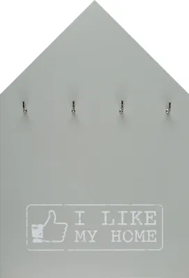 Produktbild von Schlüsselbrett Schlüsselbord I Like My Home Holz Brett für Schlüssel Garderobe GRAU