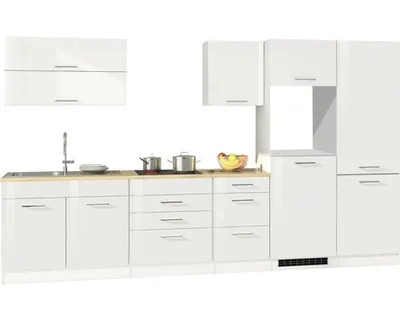 Obrázek produktu pro Kuchyňský blok Held Möbel Mailand 350 cm barva čela bílá vysoce lesklé barva korpusu bílá matný