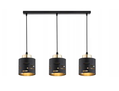 Produktbild von FKL DESIGN Home Deco Deckenlampe Deckenleuchte 3-flammig E27 Metall Lampenshirm Lampe aus Serie (Schwarz, N910-BZ3)
