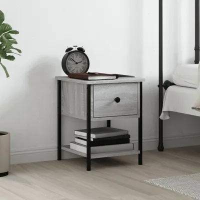 Produktbild von [Home] Nachttisch Grau Sonoma 34x35,5x45 cm Holzwerkstoff , Neue Mode 2024 im häuslichen Leben