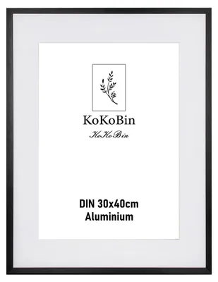 Bilderrahmen 30x40 cm, Alu, schwarz, Plexiglas, inkl. Passepartout
