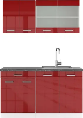 Produktbild von Singleküche Vicco R-Line Rot Hochglanz 140 cm , AP Anthrazit, Model 42174