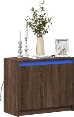 Zdjęcie produktu dla vidaXL Kredens LED brązowy dąb 72x34x61 cm materiał drewnopochodny