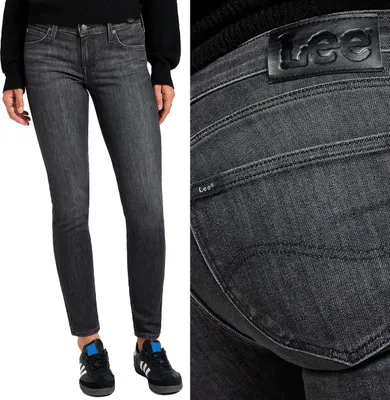 Zdjęcie produktu dla LEE, damskie spodnie jeansowe, model slim fit, wysoki stan, model SKINNY, rozmiar W27 L33, kolor: szary, jeansy, spodnie typu baggy, spodnie luźne