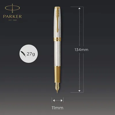 Obrázok produktu pre Parker Sonnet, Zlato, Strieborná, Čierna, nikel, Paládium, Strieborná, Hrot italic, Zlato, Jemná