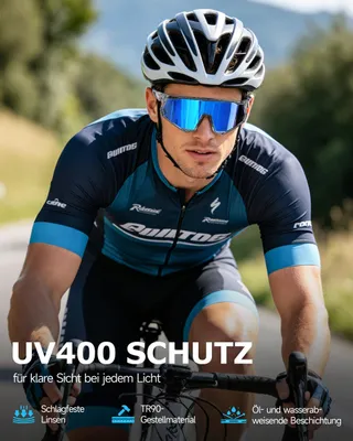Produktbild von Fahrradbrille, UV400-Schutz, 34 g, für Herren und Damen, blau
