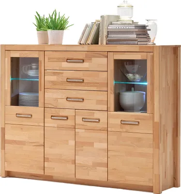 Produktbild von Highboard mit LED-Beleuchtung, Kernbuche massiv geölt, FOSSANO-06