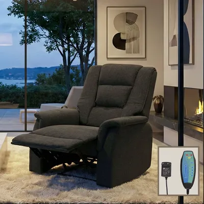 Produktbild von Fernsehsessel MCW-F23, Relaxsessel Liege Sessel, Stoff/Textil 102x79x96cm  grau inkl. Massage- und Wärmefunktion