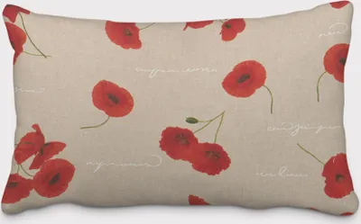 Produktbild von SCHÖNER LEBEN. Kissenhülle Leinenoptik Mohnblumen natur rot grün Größe 40x60cm (HxB) 40x60cm (HxB) Größe