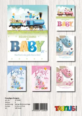 Produktbild von Babykarte - 100 Stück - 6 Motive