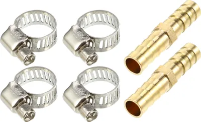 Produktbild von 2 Set 8mm Schlauchrohr Kupfer Schlauchverbinder mit Schellen