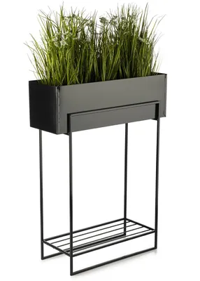 Zdjęcie produktu dla Czarny metalowy kwietnik stojak na kwiaty rośliny 82 cm